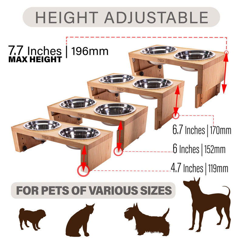 Prosumer's Choice Bamboo Adjustable Height Dog and Cat Bowls and Stand