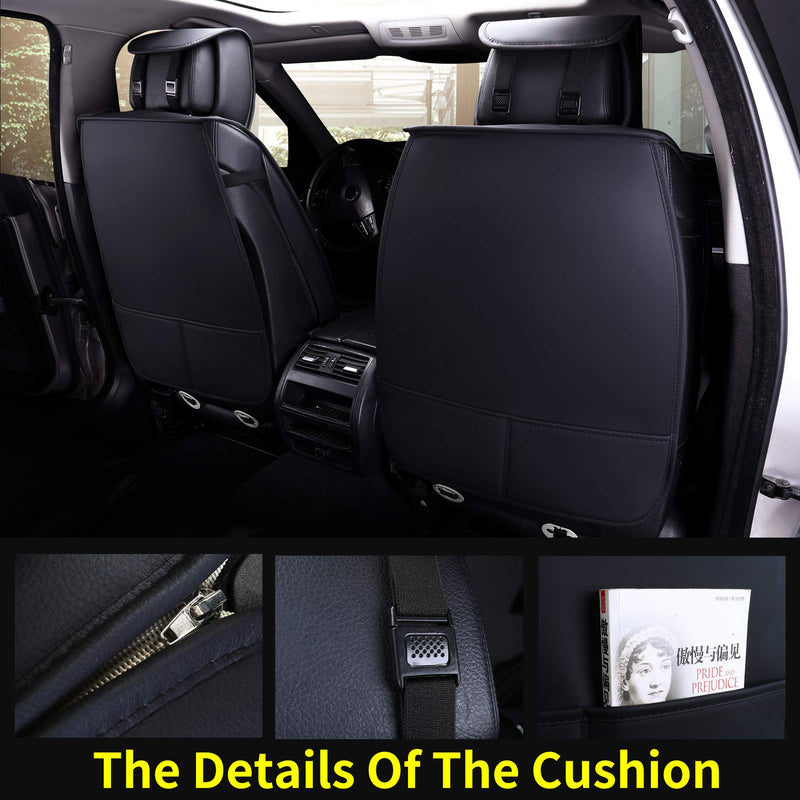 Waterproof Faux Leather Car Seat Covers Full Set - Black