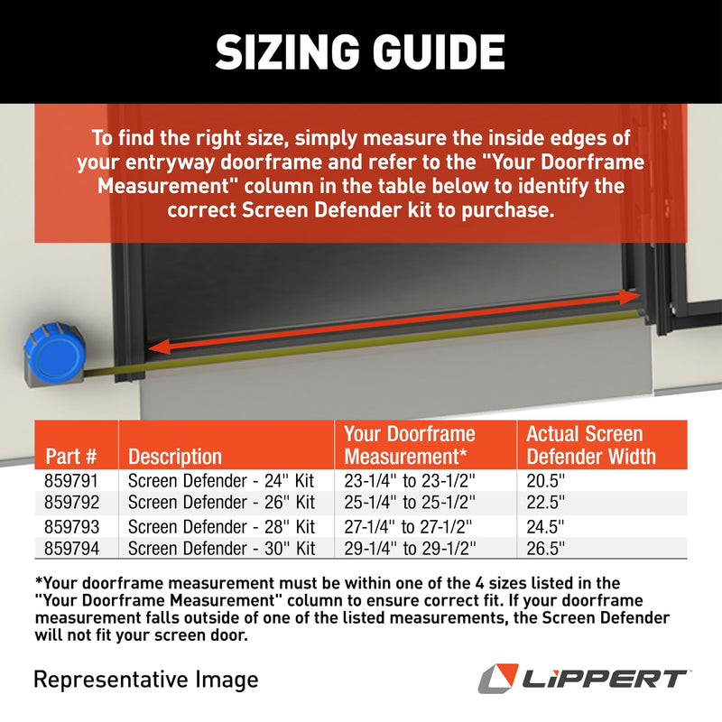 RV Door Screen Protector 22.5" Kit for 26-Inch Door