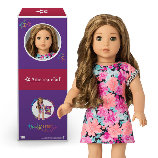 Truly Me 18-Inch Doll #118 with Hazel Eyes and Floral Dress