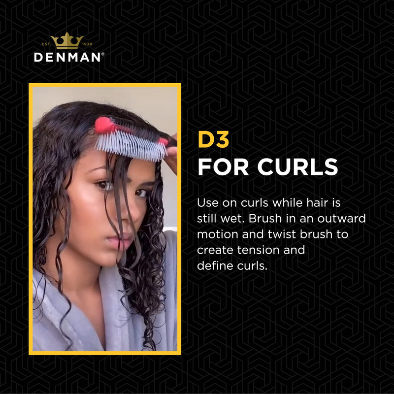 Denman D3 Yellow & Pink 7-Row Styling Brush for Curly Hair