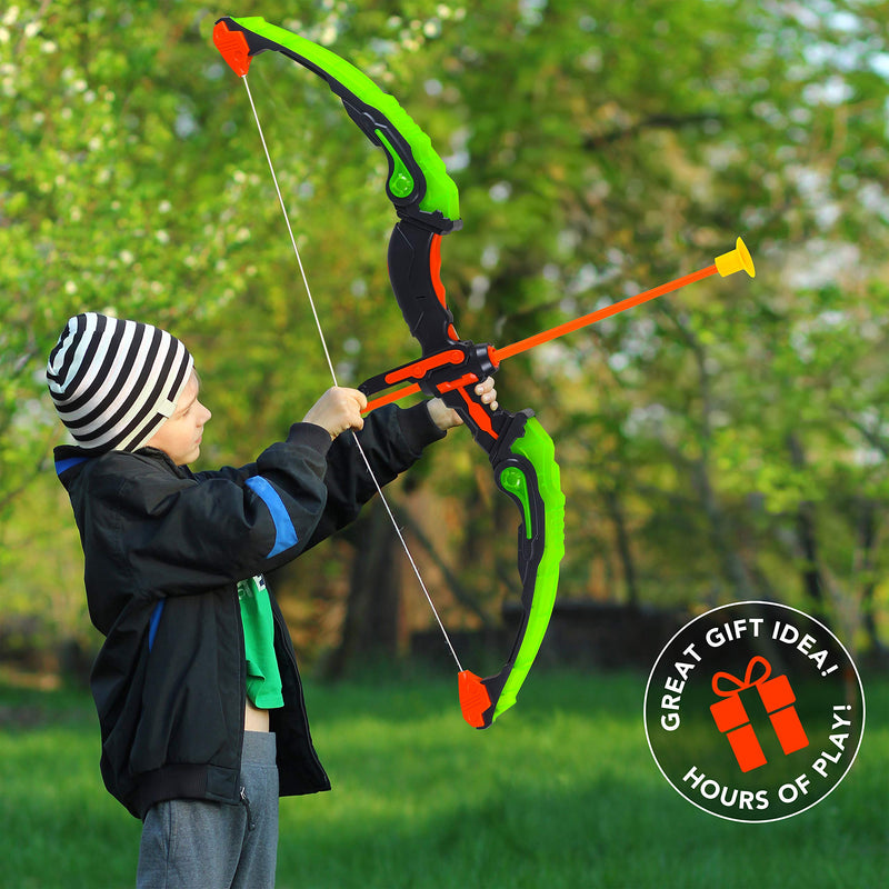 Kids LED Bow and Arrow Set with Suction Arrows - Green