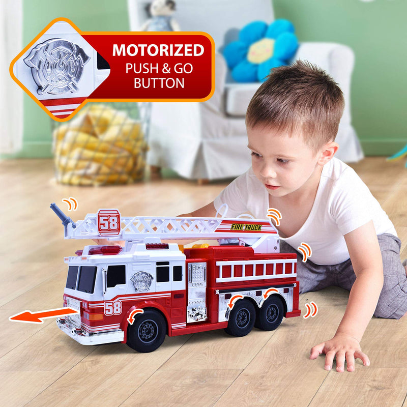 VEBO Fire Truck Toy with Lights, Sound & Water Pump - 15 Inch