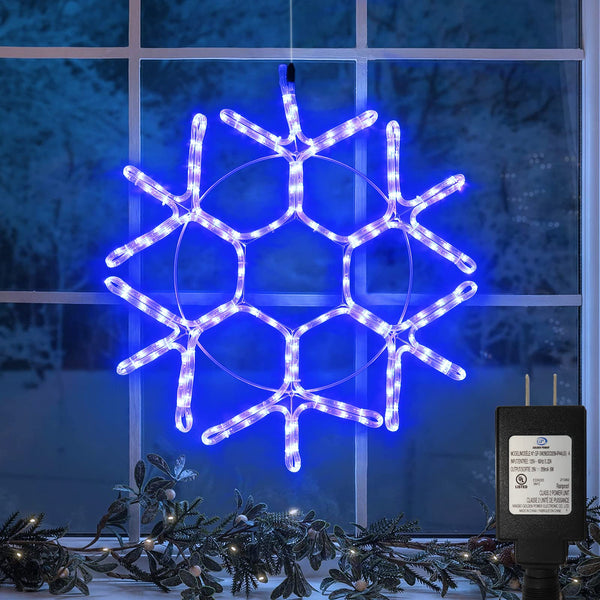 24" Blue LED Snowflake Lights for Indoor & Outdoor Decor