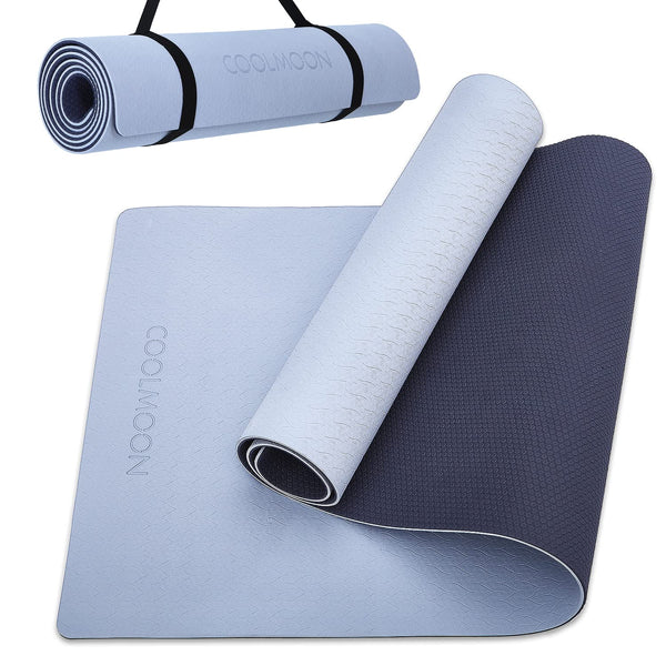 Coolmoon Non-Slip TPE Yoga Mat with Carry Strap - 72" x 24"