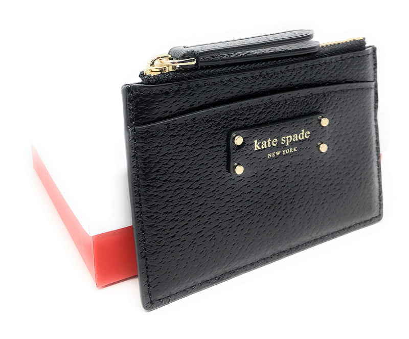 Kate Spade New York Black Small Zip Card Holder Wallet in Gift Box