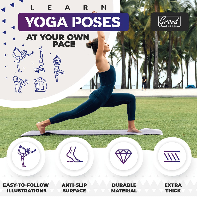 Non-Slip Yoga Mat with Illustrated Poses - Blue/Purple 68 x 24