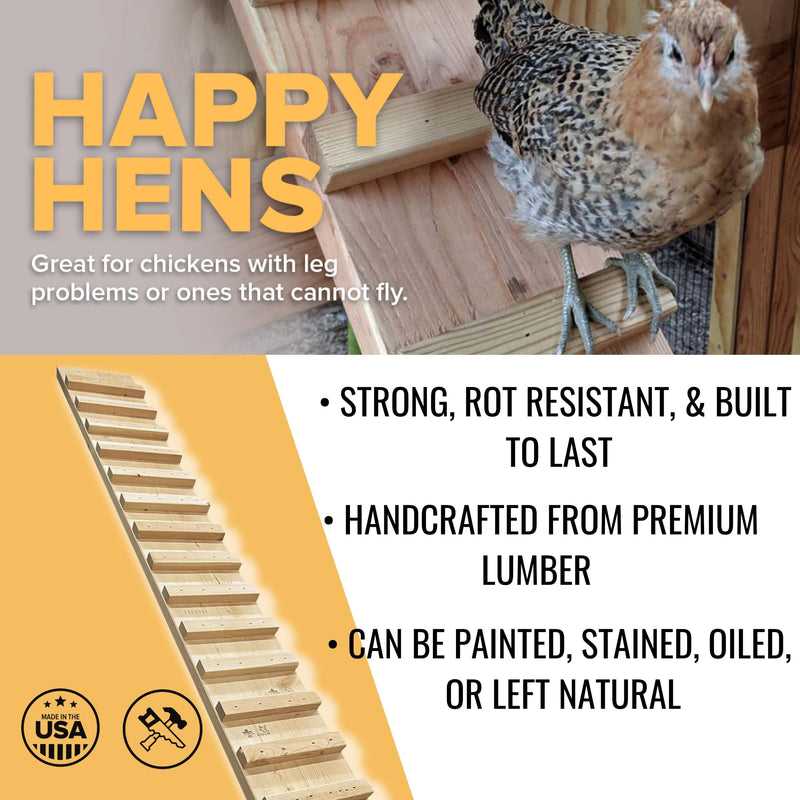 Carolina Coops Strong Wooden Chicken Coop Henhouse Ramp, 73 inches Long, Chicken Coop Accessories, Made in USA