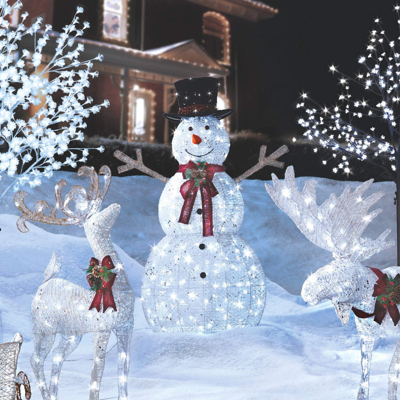 5 Foot LED Light Up Snowman with Top Hat & Red Scarf