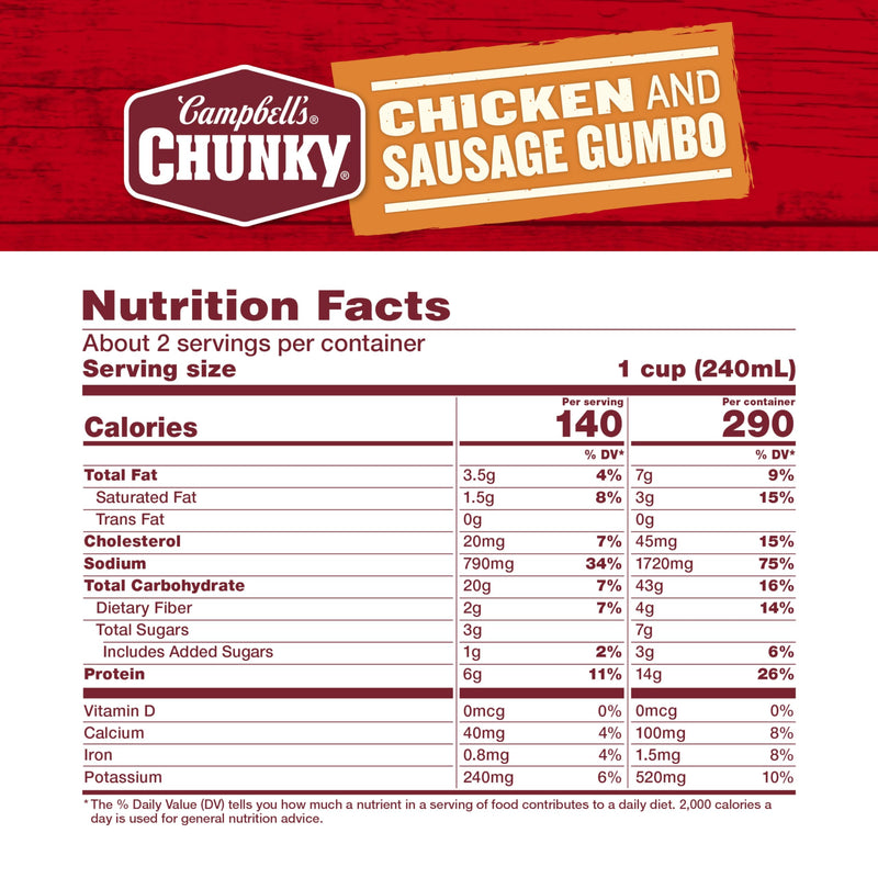 Campbell’s Chunky Chicken and Sausage Gumbo Soup - 18.8 oz Can