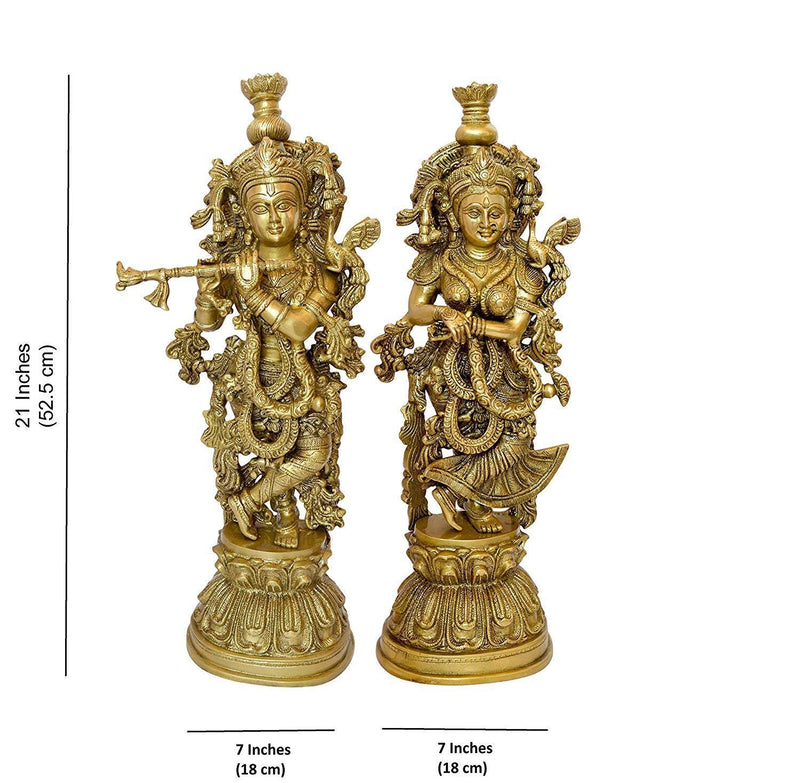 Esplanade 21 Brass Radha Krishna Statue Antique Finish Idol Sculpture