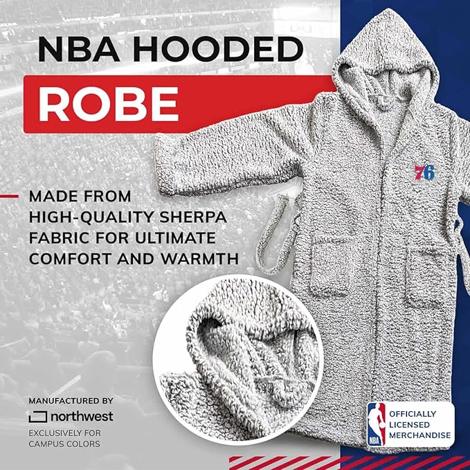 Plush Hooded Sherpa Bath Robe - Philadelphia 76ers Edition 26" x 47"