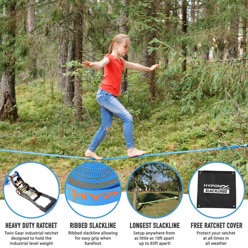 Hyponix Slackline Kit 70 W Training Line Slackline for Backyard Adults Kids