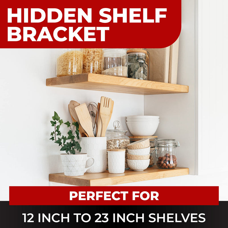 Heavy Duty Black Floating Shelf Brackets - 11 Inch with 4 Inch Rods