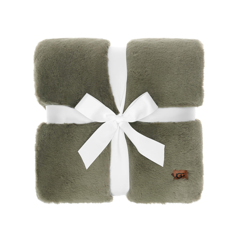 UGG Euphoria Plush Reversible Throw Blanket 70x50 Eucalyptus