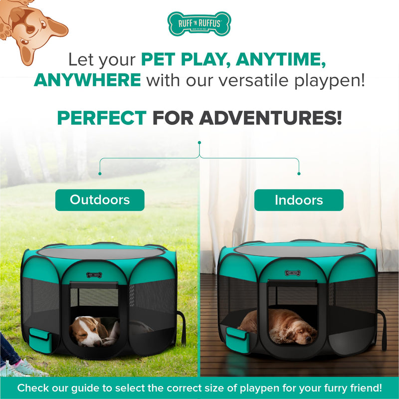 Extra Large Foldable Pet Playpen with Carrying Case & Bowl