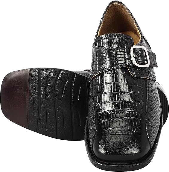 LIBERTYZENO Boys Black Genuine Leather Shoes - Size 9