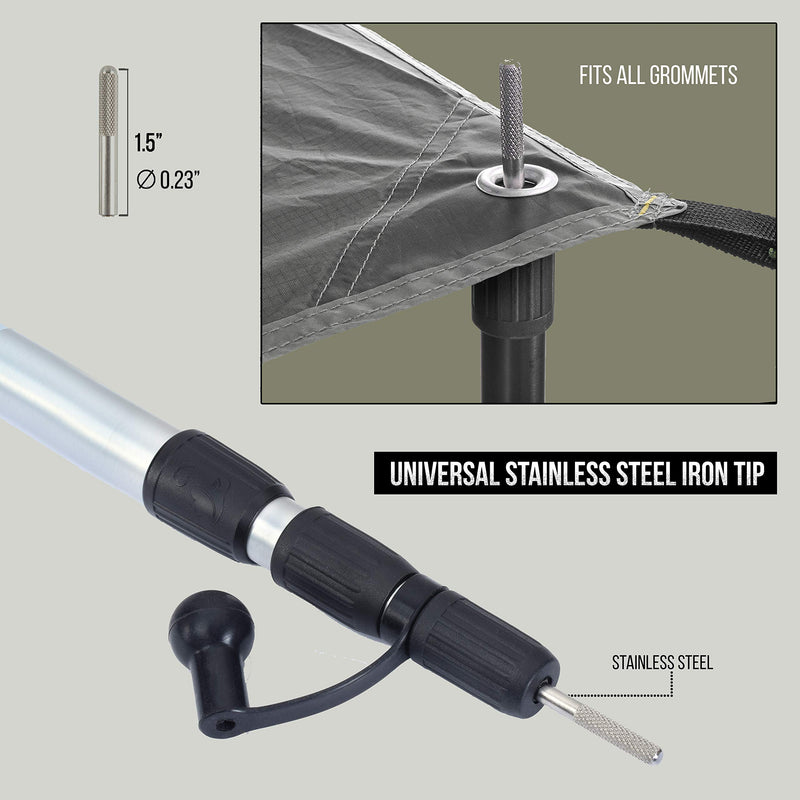 Adjustable Aluminum Tarp Poles - Portable & Lightweight Set of 2