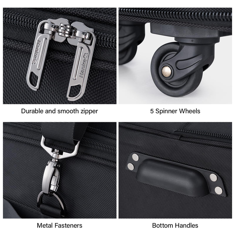 Hanke Expandable Foldable Rolling Travel Bag, Black, 68L-98L