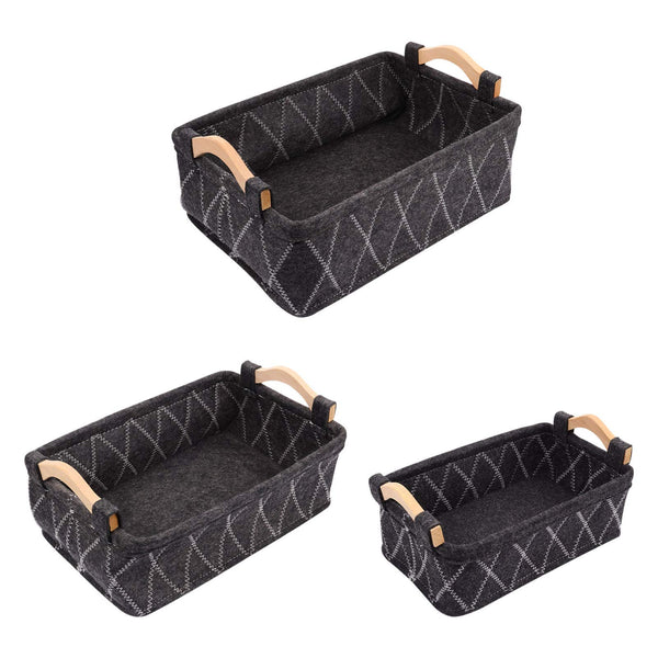 Cabilock 1 Set 3 Pcs Cosmetic Storage Basket Felt Storage Box Desktop