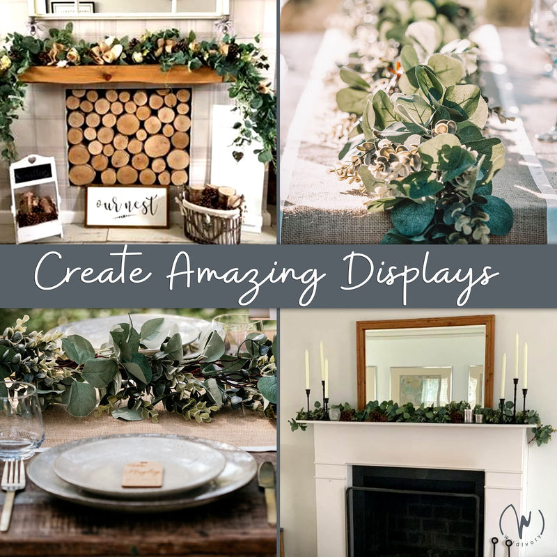 WildIvory Eucalyptus Garland Lush Faux Greenery Weddings Table & Mantle Decor