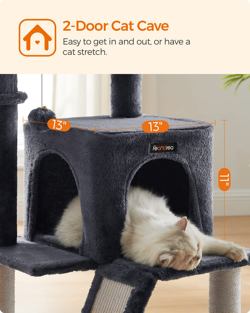 Feandrea 37.8 Inch Cat Tree Multi Level Tower With Perch Cave & Scratching Posts