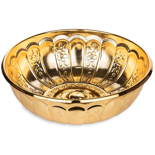 Gold Turkish Hammam Bath Bowl 7.87" Diameter Metal with Motifs