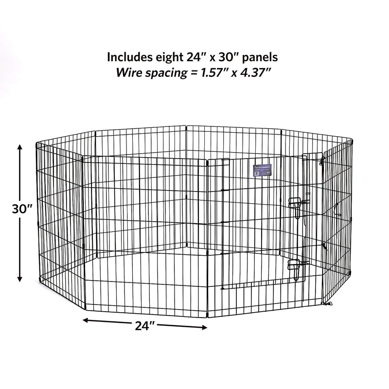 MidWest Foldable Metal Dog Exercise Pen - 24'W x 30'H with Door, Black