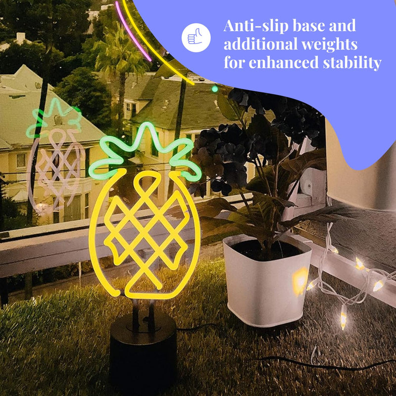 Amped & Co Pineapple Neon Desk Light 6 X 17 Inch Led Neon Decoration