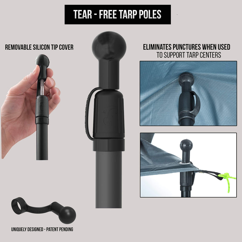 Adjustable Aluminum Tarp Poles - Portable & Lightweight Set of 2