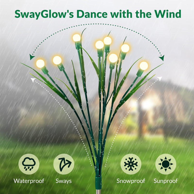 Swayglow Solar Garden Lights Firefly Lights With Green Leaves