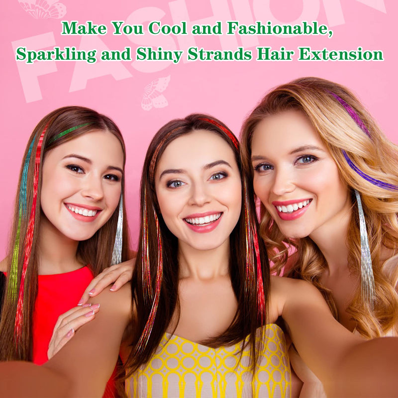 Vibrant Tinsel Hair Extensions Kit with Tools - 2400 Strands