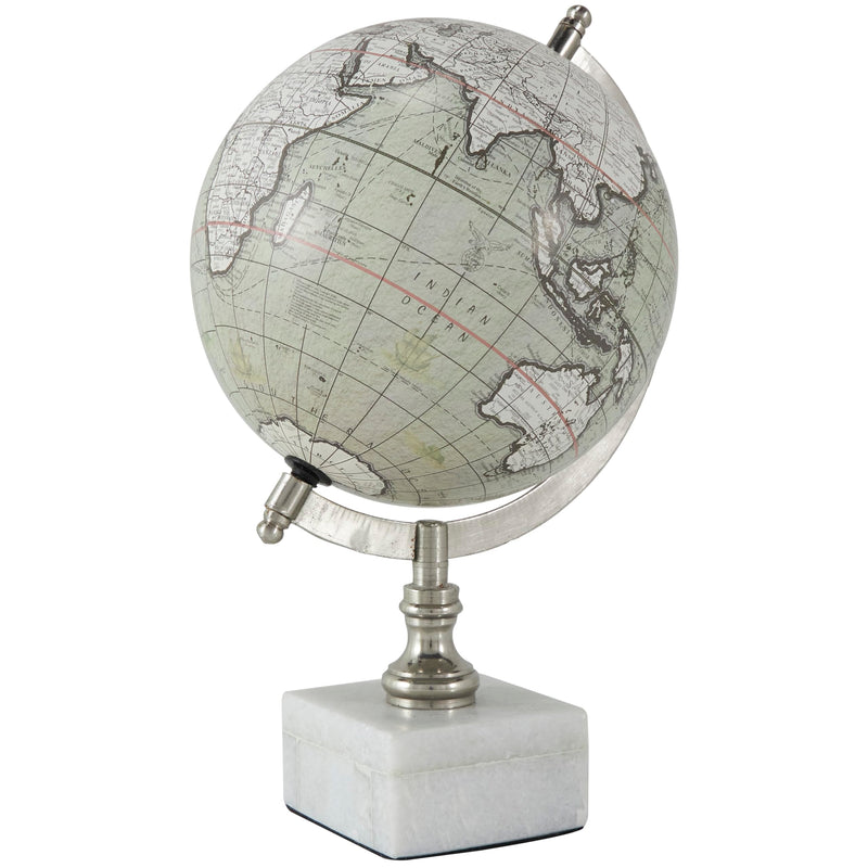 Deco 79 Marble Globe with Marble Base 7 x 7 x 11 Inches White