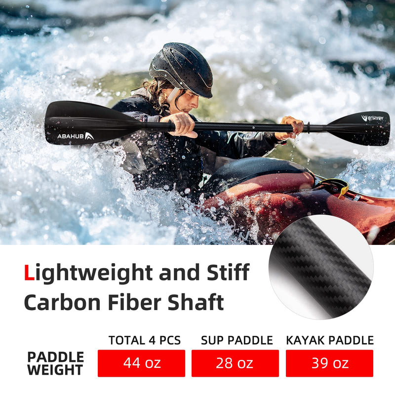 Abahub Carbon Fiber Adjustable SUP/Kayak Paddle - 4 Section