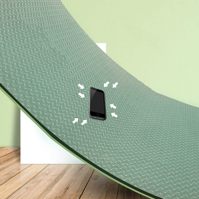 Green Non-Slip TPE Yoga Mat for Beginners 72" x 24" x 8mm