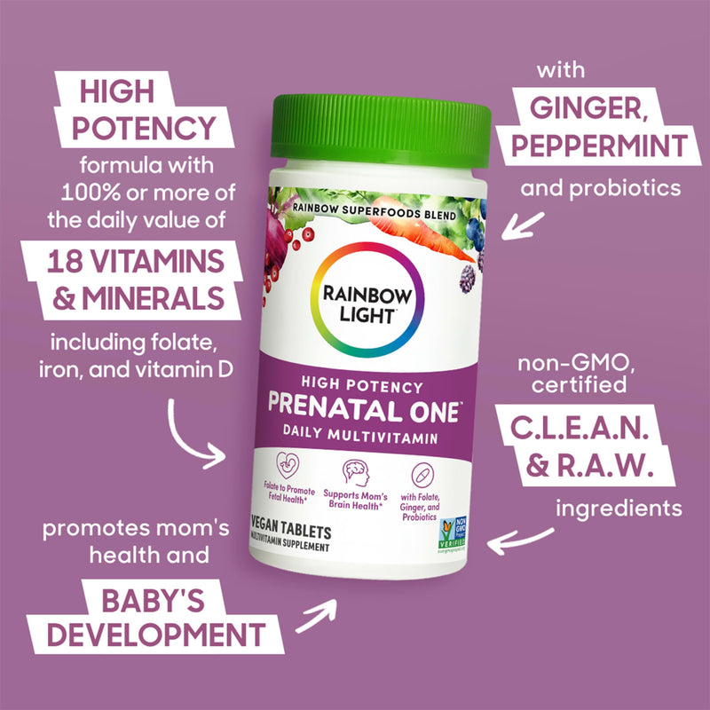 Rainbow Light Prenatal One Multivitamin with Folate and Probiotics 150 Tablets