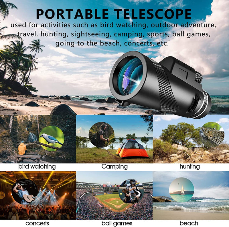 80x100 Monocular-Telescope High Powered for Smartphone Monoculars for Adults