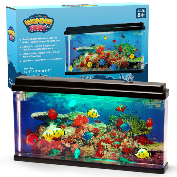 XL LED Virtual Ocean Aquarium with Moving Fish for Desk