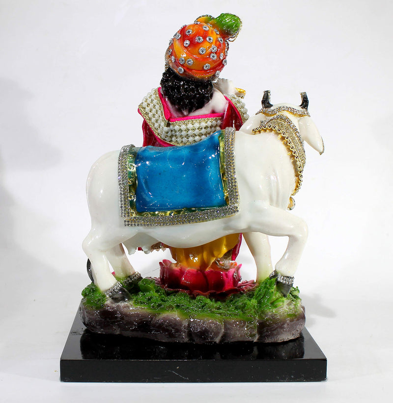 Esplanade Resin Lord Krishna With Cow Murti Idol Statue Sculpture 10 Inch