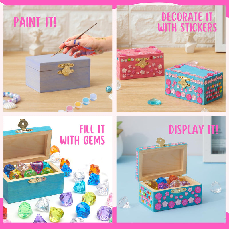 Kids DIY Painting Treasure Box Set with Stickers - 10 Sets