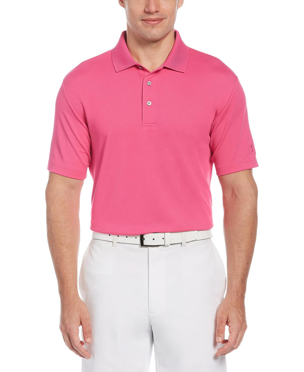 PGA TOUR Men's Regular Airflux Solid Mesh Short Sleeve Golf Polo Shirt (Sizes S-4x), Rose Violet, Small