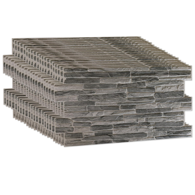 Silver Slate 3D PVC Wall Panels for Interior Decor - 38.6" x 19.6"