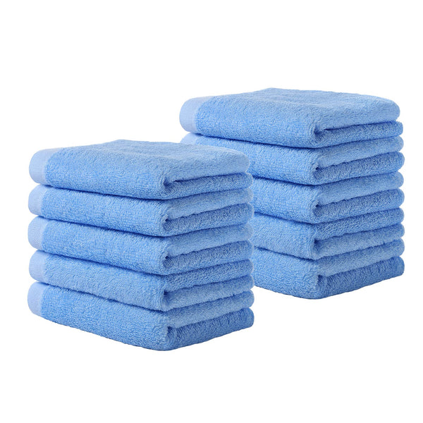 Yoofoss 10 Pack Luxury Washcloths Multi Purpose Baby Face Fingertip Towels Blue