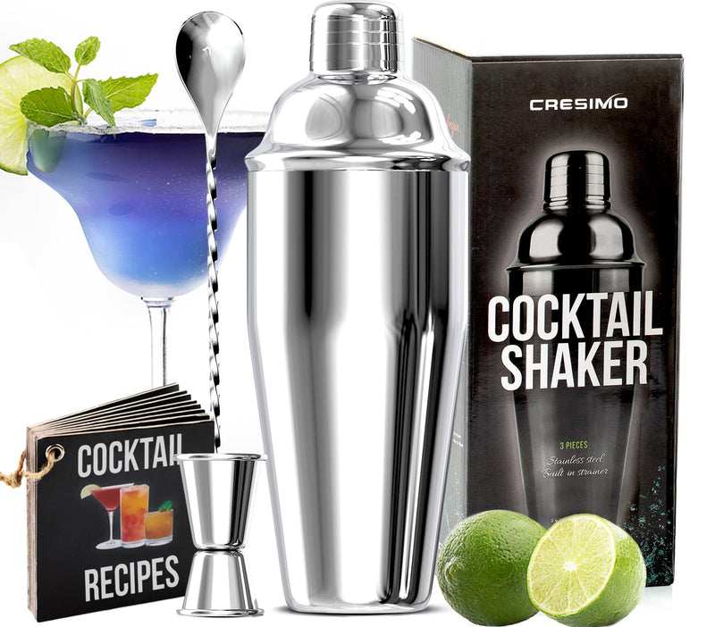 Cresimo 24oz Stainless Steel Cocktail Shaker Set Bar Accessories Silver