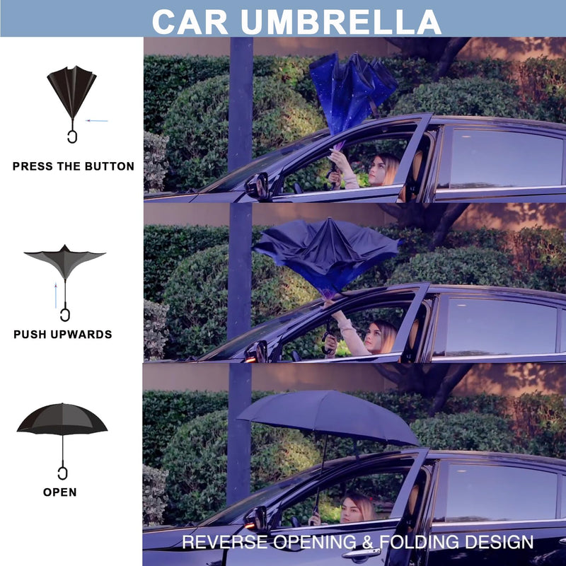 SIEPASA Double Layer Inverted Umbrella - Sakura Design, 49 Inch