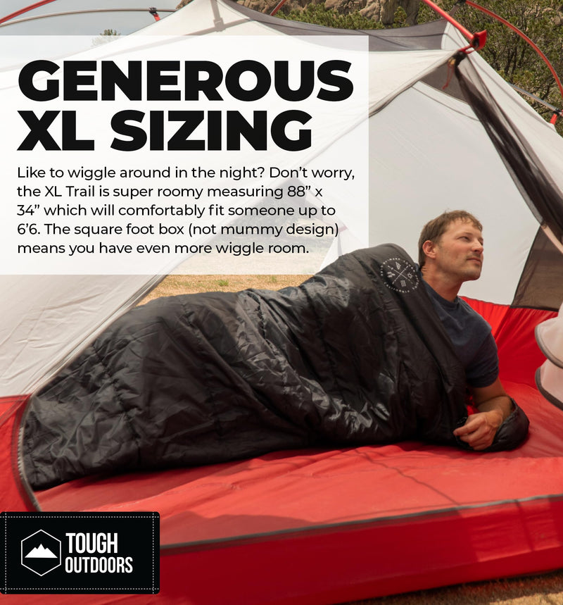 Tough Outdoors XL Sleeping Bag 15-50°F, Lightweight & Waterproof