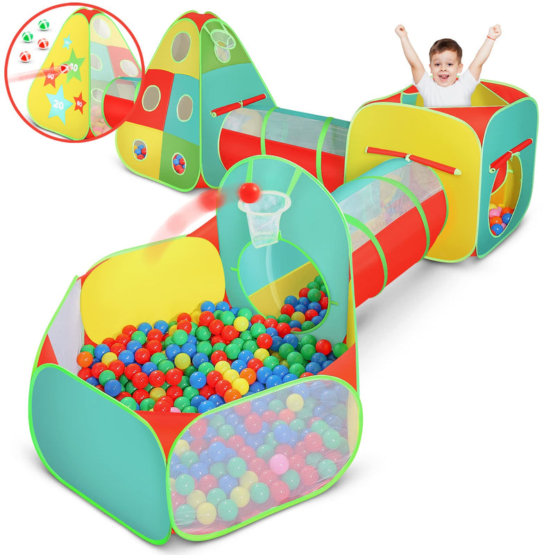 5pc Kids Jungle Gym Tent Set with Ball Pit & Crawl Tunnels
