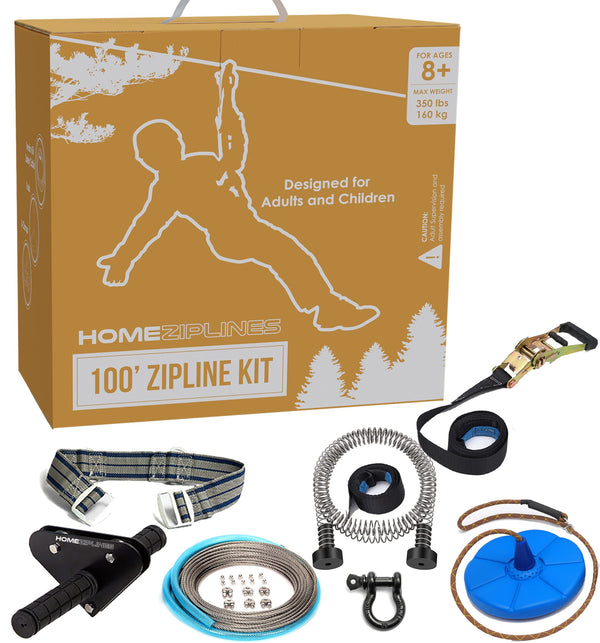 Homeziplines Zip Line for Kids and Adults Up to 350 Lbs Zipline Kit