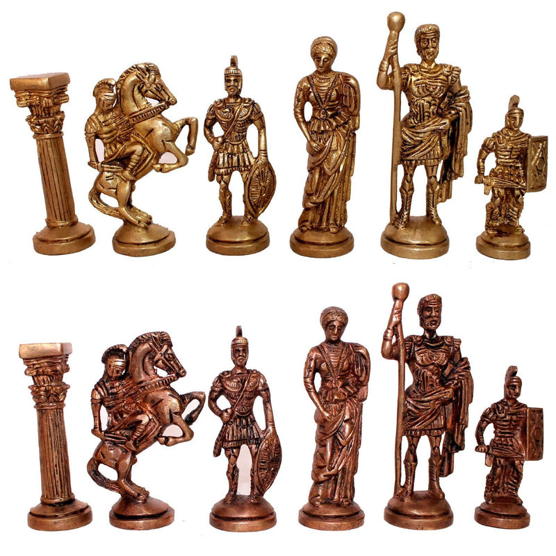 StonKraft Collector Edition Brass Chess Pieces Pawns Chessmen Chess Coins Figurine Pieces (3.5" Roman)