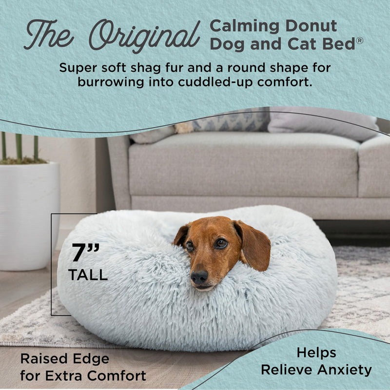 Frost Shag Donut Cuddler Pet Bed for Cats and Small Dogs 23"